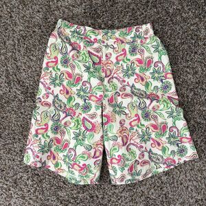 Jacquemus Le Raphia Le Short Pingo Floral Paisley Print Flat Front Shorts